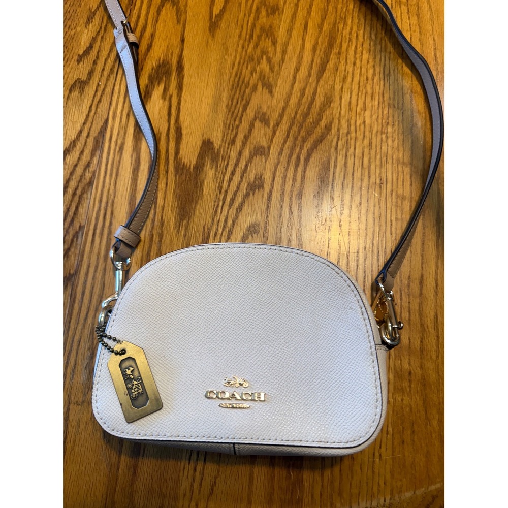 Coach Mini Serena Crossbody Bag Stone Taupe Leather Gold Hardware C2177